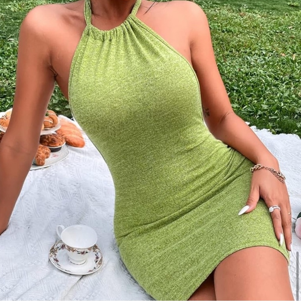 With Jean Green Backless Dress